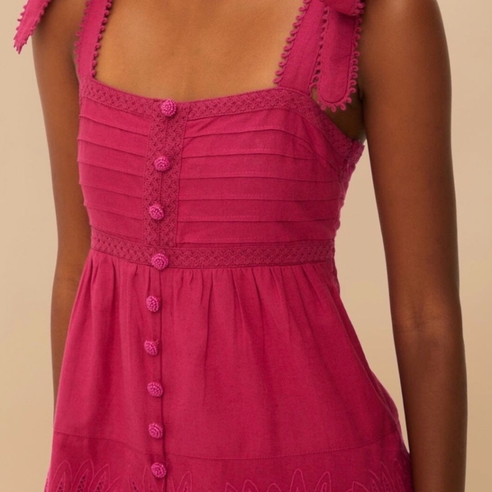 Farm Rio Fuchsia Lace-Detail Midi Dress - Picture 2 of 6